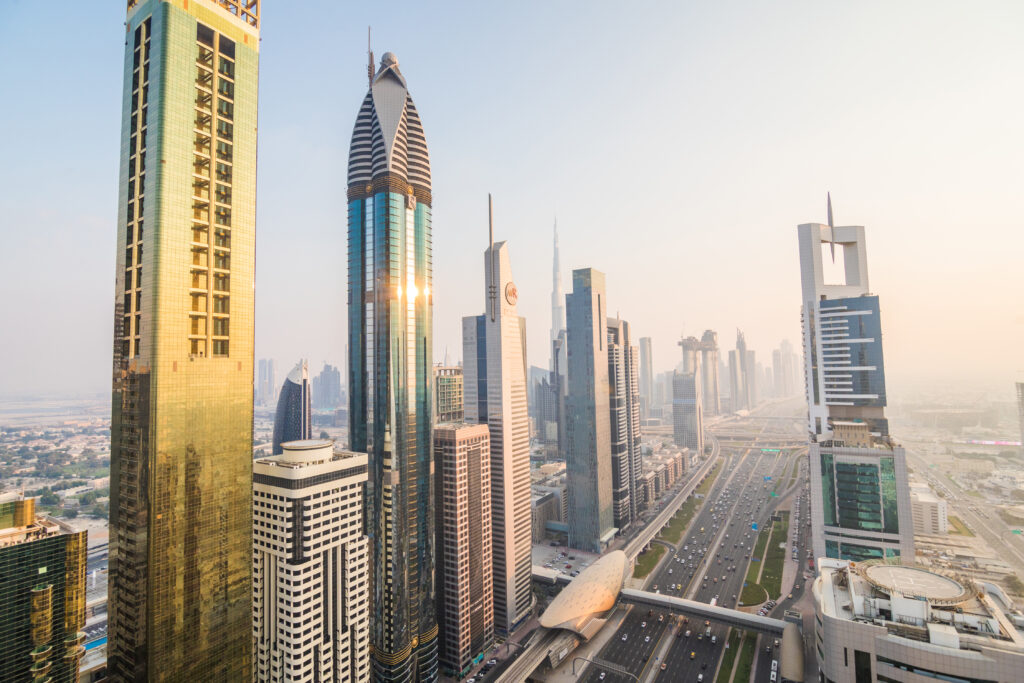 Iconic Dubai city skyline